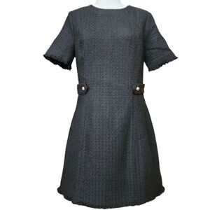H&M Wool-blend Black Bouclé Tweed Dress